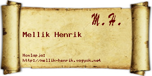 Mellik Henrik névjegykártya